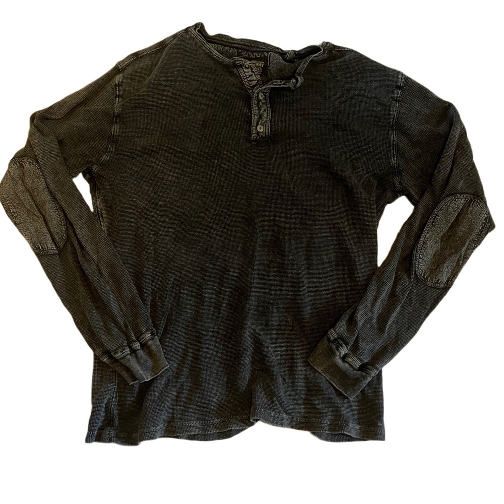 Los Angeles Third & Army Heather Gray Distressed Long Sleeve Henley Tee